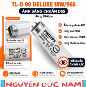 Bóng đèn D65 Philips TL-D 90 De Luxe 18W/965 cho tủ so màu
