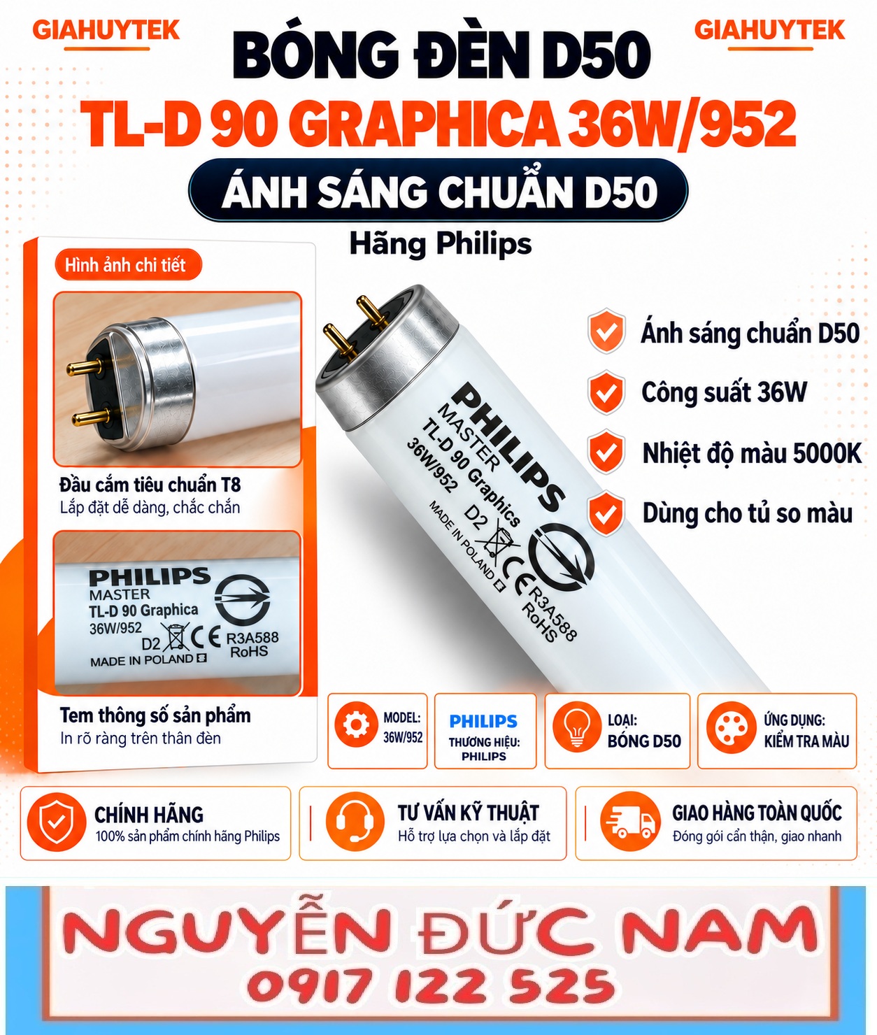 Bóng đèn D50 Philips TL-D 90 Graphica 36W/952