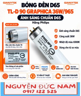 Bóng đèn Philips TL-D 90 Graphica 36W/965 cho kiểm tra màu