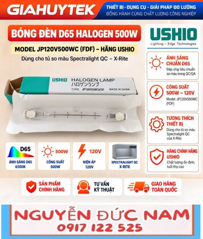 Bóng halogen Ushio FDF JP120V-500WC6 500W 120V cho hệ thống so màu