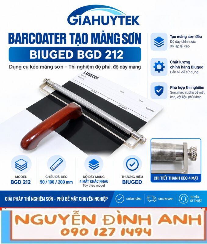 Barcoater Biuged BGD 212 dạng thanh quấn dây tạo màng sơn
