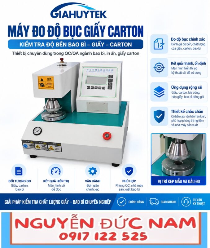 Máy đo độ bục giấy carton – ảnh minh họa hướng dẫn QC-116